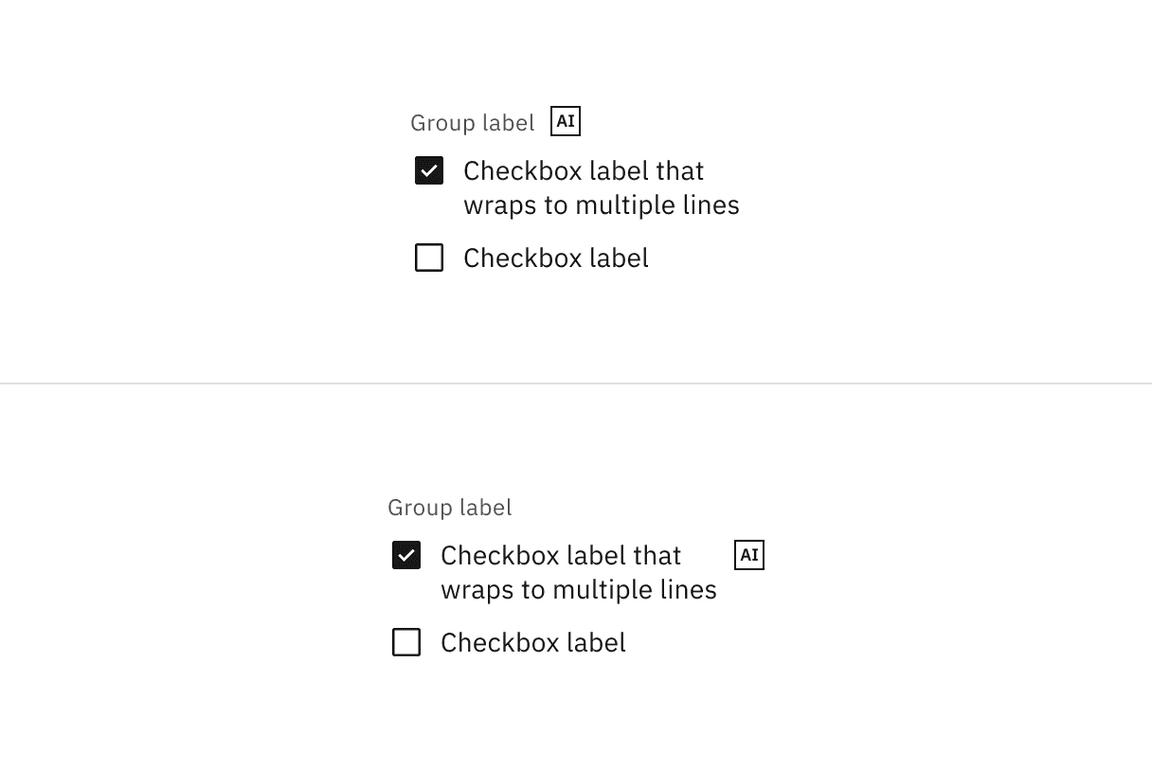 Text wrapping for checkboxes.